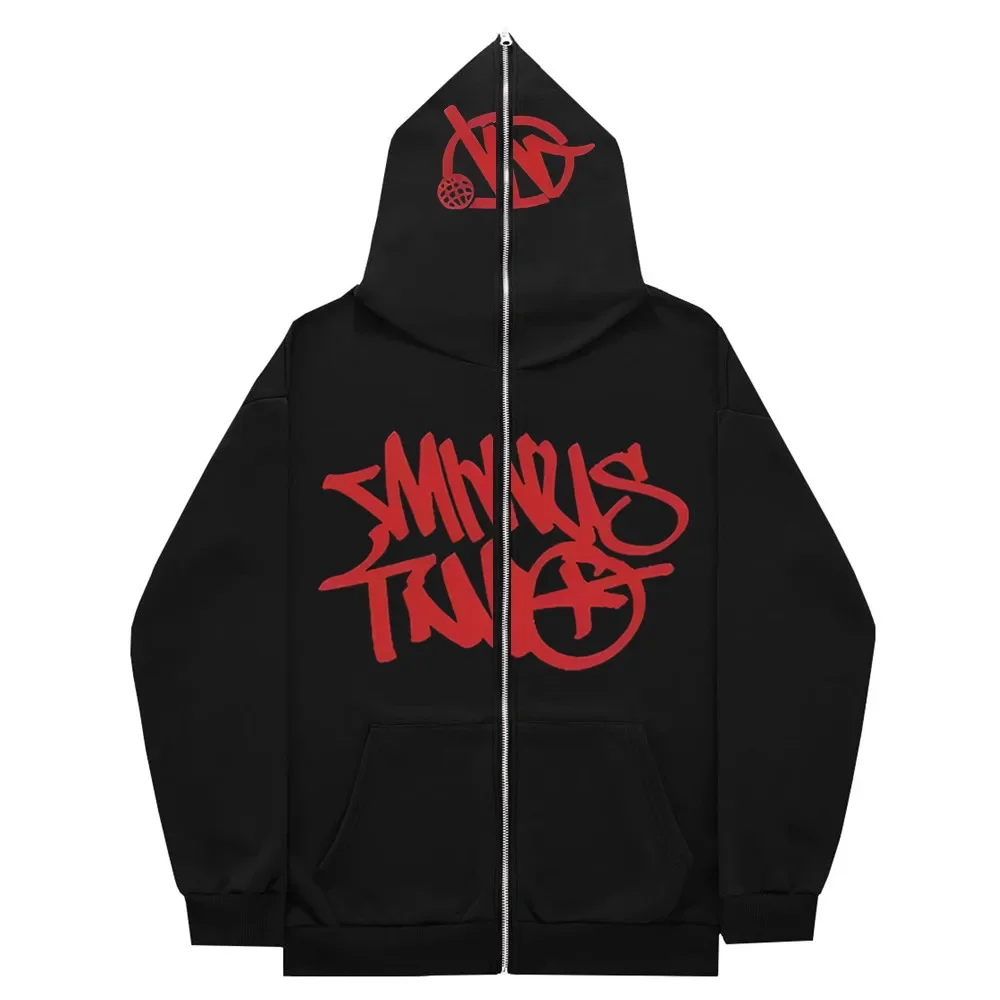 

Gothic Graphic Ins High Street Y2K Unisex Inner Fleece Hoodies&Sweatshirt Fulll Zipper Oversized Men's Women's Streetwear Coat