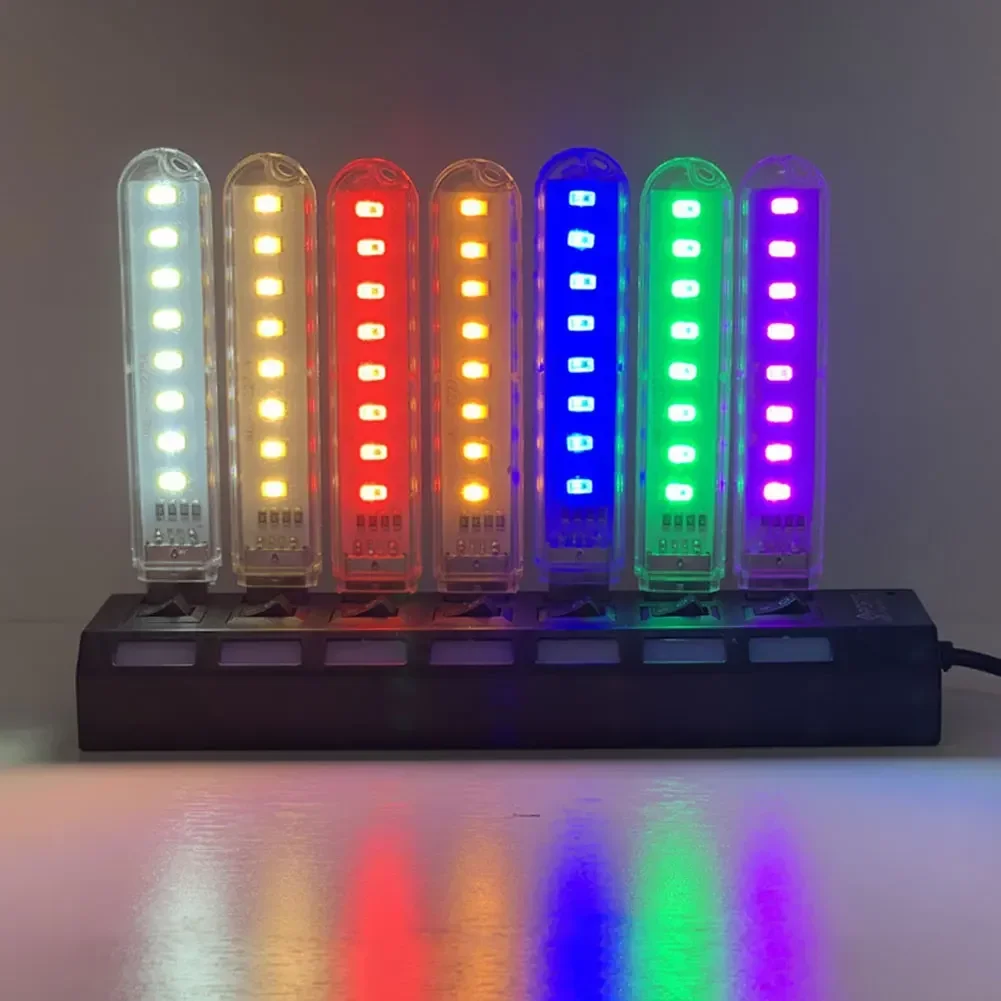 DC5V USB 8LEDs LED Night Light With EU US Plug U disk Red Yellow White Blue Green Purple Colored Lamp For Bedroom Decoration Led Night Light Night Light Led Night Lamp