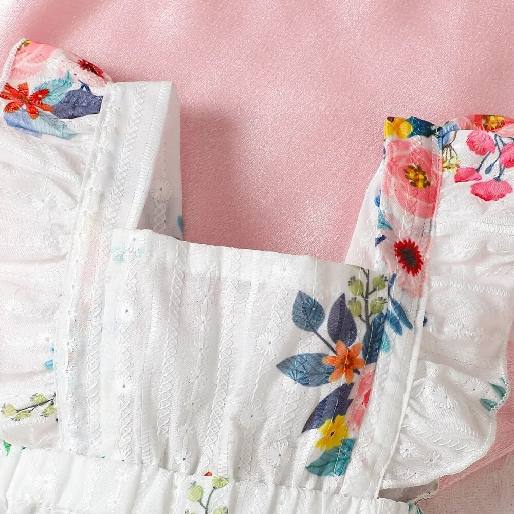 Floral Ruffle Baby Romper 2