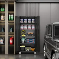 72 Inches Metal Garage Storage Cabinet with Wheels, Locking Metal Storage Cabinet with 4Shelves, Rolling Tool Storage 2