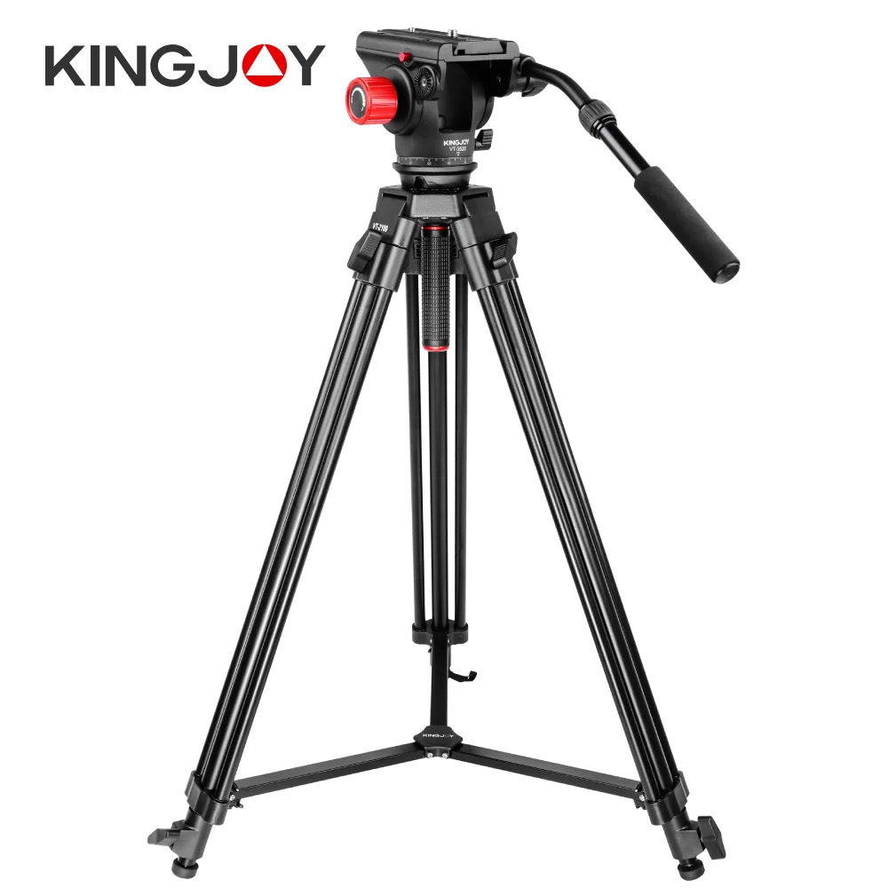 

KINGJOY Professional Video Camera Tripod Heavy Duty Aluminum Tripe with 360 Degree Fluid Head for Wedding Photography Camcorders