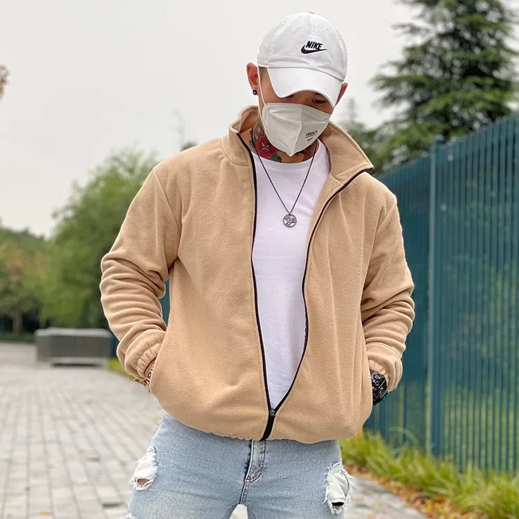가을 겨울 스포츠 남성용 폴로 터틀넥 따뜻한 지퍼 가디건 재킷, 플리스 쉐이킹 조깅 트레이닝 운동 재킷