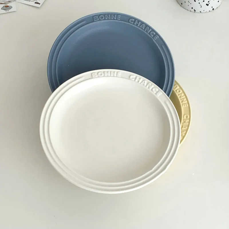 French Matte Steak Plate Home Pasta Dishes Breakfast Fruit Salad Bread Tray Cake Dessert Platter Kitchen Tableware
