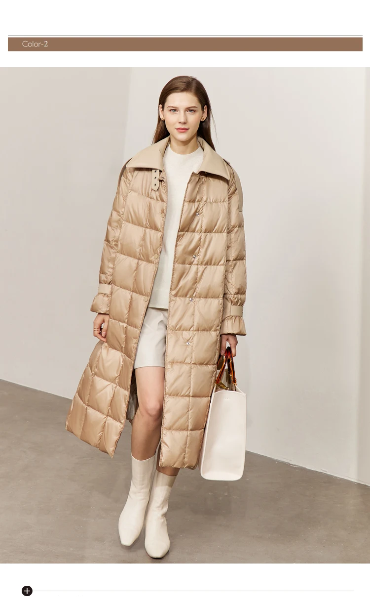 AMII Minimalism Down Jacket Women 2022 Winter New Commuter Fashion Belt Design Solid Warm Antistatic Long Clothing Tops 12241180