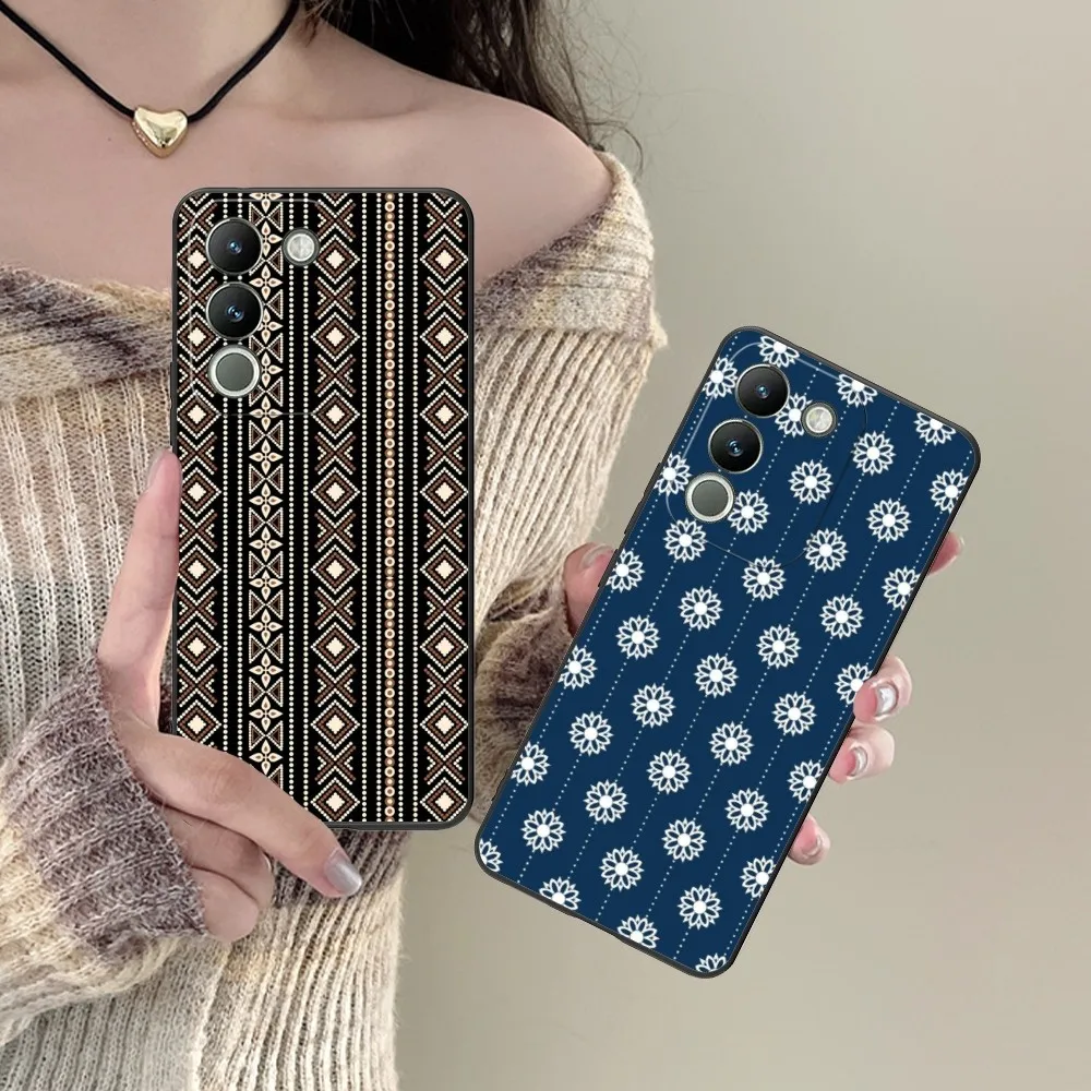 Allover Pattern Mobile Cell Phone Case For Vivo Y95 Y93 Y31 Y20 V19 V17 V15 Pro X60 Nex Black Soft Phone Cover Funda