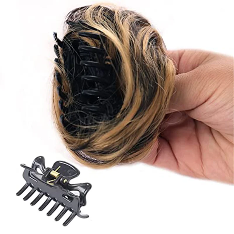 Synthetic clip on the elastic band of the hair messy clip on hair patch loop wrapped around messy for women