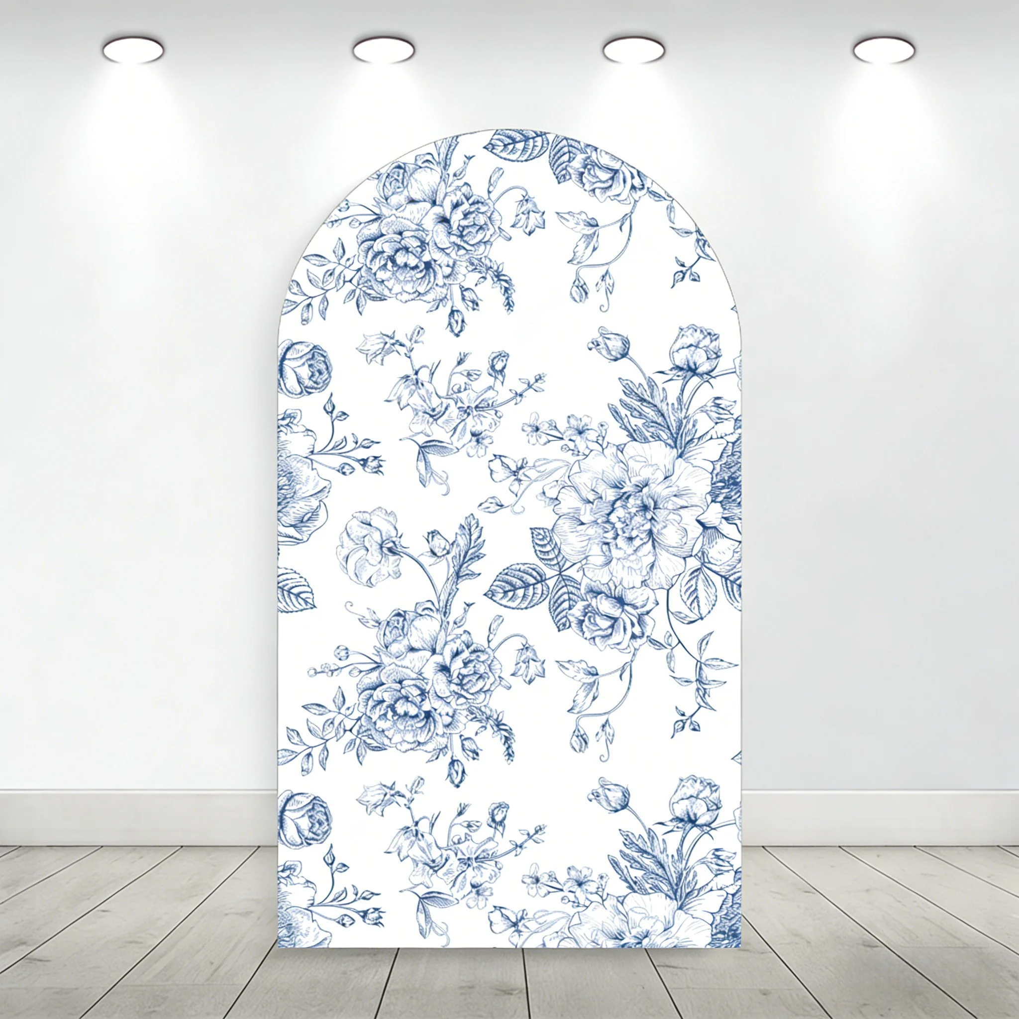 Blue Safari Floral Arch Backdrop Elephant Giraffe Pattern Decor Happy Birthday For Kids Party Photo Booth Background Decoration 4