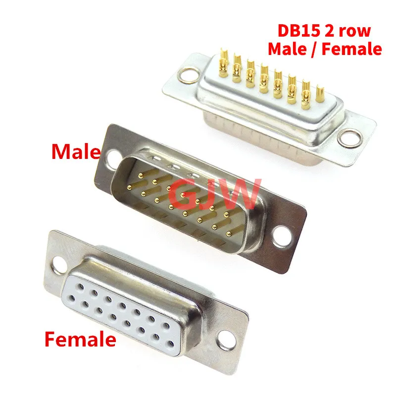1 Pz 3U Placcato Oro Pin Solido Db15 Maschio Femmina Montaggio Porta Seriale Connettore A Saldare Tipo D-Sub Com Connettori 15Pin 15P Adattatore