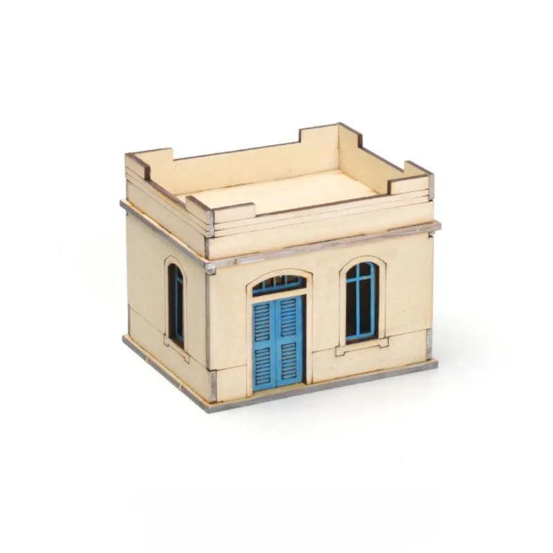 1/72 Middle Eastern Town Second Floor Building Scene Wooden Assembly Model Ornament Handmade Gift 6