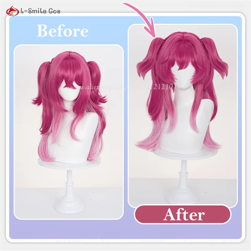 Lupa Cosplay Perücke Rosa Pink Ombre Lang Hitzebeständig Synthetik für Frauen Anime Kostüm Halloween 3
