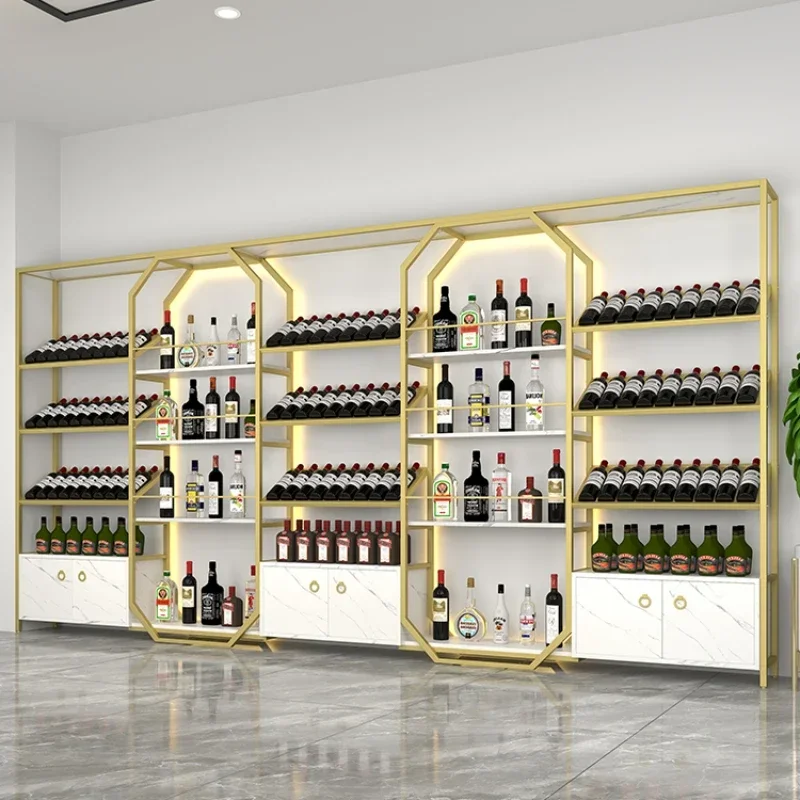 Winery Iron Art Bar Cabinet Standing Restaurant Luxury Minimalist Design Wine Rack Storage Booth Adega Wine Cabinet Furniture