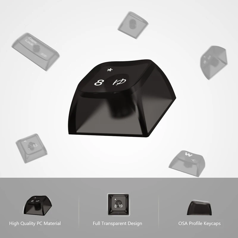 Chave Transparente Preto Keycaps Osa Perfil Keycap Rgb Retroiluminado para 61 64 66 68 Chery Gateron Teclado de Jogo Mecânico sem Fio 82 - Imagem 2