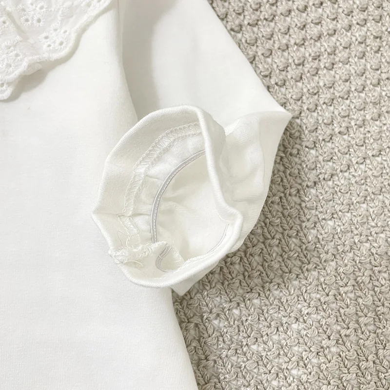 1623B Baby T-shirt Spring Autumn Children Doll Collar Long Sleeve Bottoming Shirt 0-3T Girl's Bottoming Tops Sweet T Shirt
