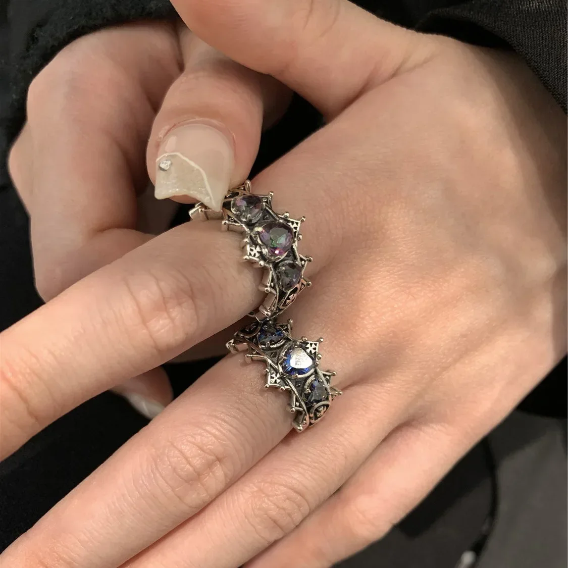 Wedding Rings Finger Rings Engagement Rings Fashion Ring Cross Rings Punk Rings Punk Anillos Mujer Vintage Gothic Love Heart Cross Rings For Women Girls Bridal Wedding