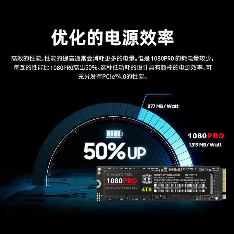 SSD 1080 PRO PCIe 5.0 NVMe 4.0 M.2 2280, Ʈ MLC ǻͿ  ָ Ʈ ϵ ̺, PS5, 4TB, 2TB, 1TB