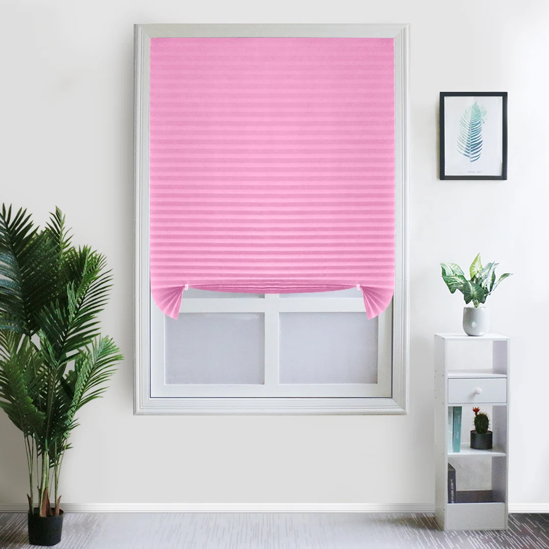 Versatile White Temporary Window Shade - Light Filtering, Pleated Fabric, Self-Adhesive Room Darkening Blind