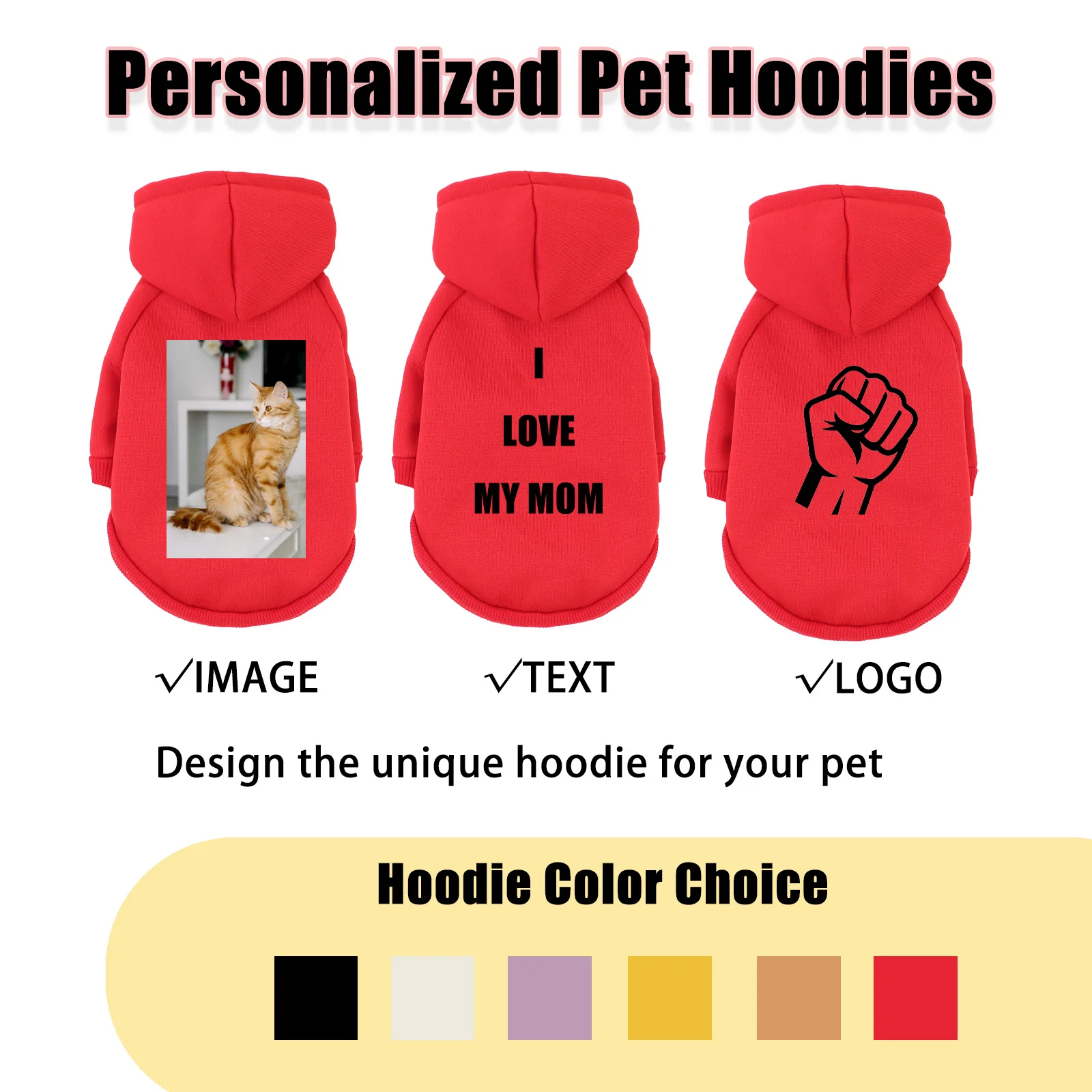 Customized Pet Hooded Sweatshirt Cats & Dogs Winter Warm Clothes Large-Sized Dog Clothing Teddy Golden Retriever All Cats