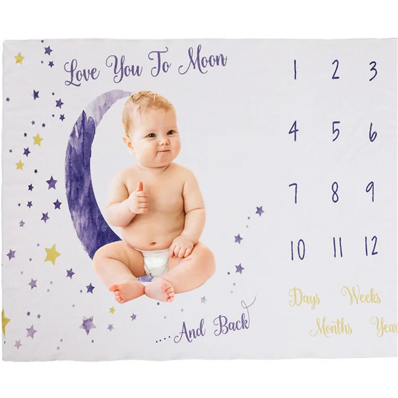 Baby Monthly Milestone Blanket For Girl Boys Floral Wings Newborn Soft Flannel Blanket Photo Prop Background Child Play Mats 5