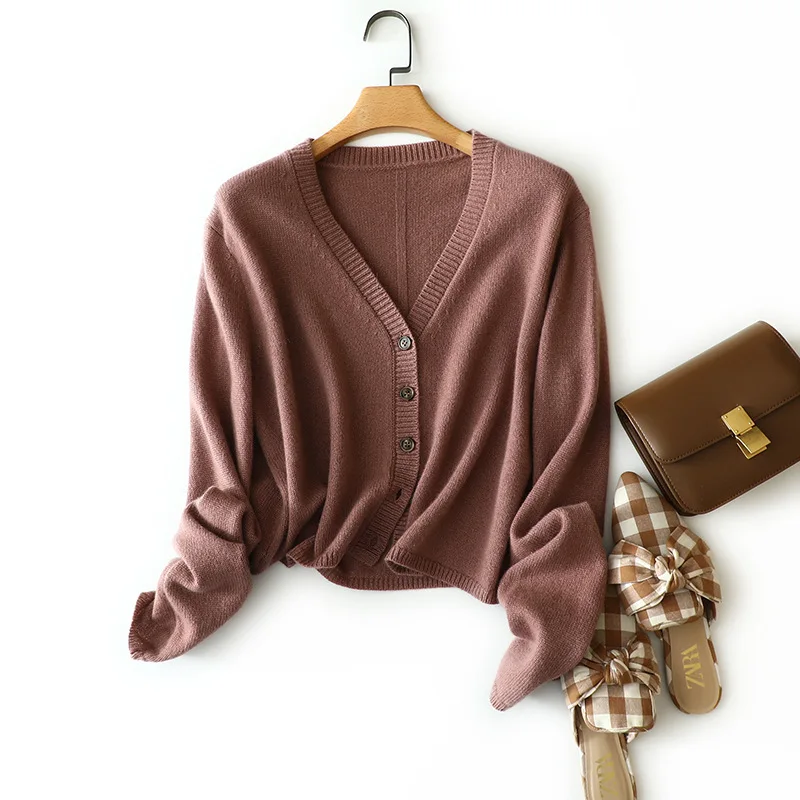 

masigoch autumn winter loose casual 7gg luxury knits 100% cashmere cardigan outerwear