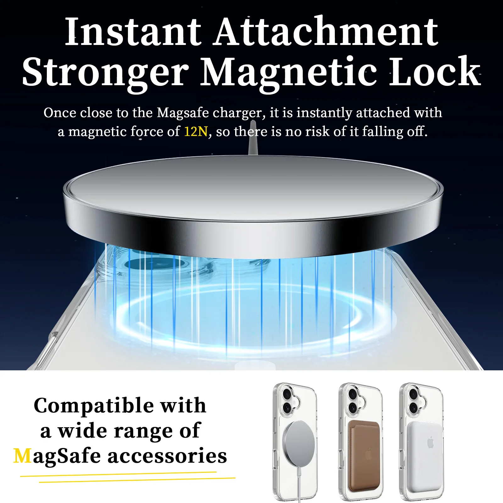 Magnetic Crystal Clear Acrylic Back Case - Shockproof and MagSafe-Compatible Cover