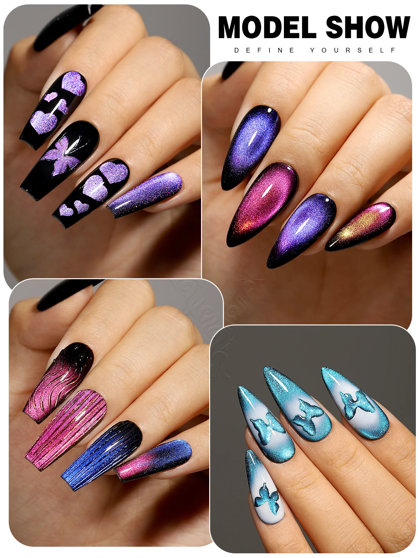 YOKEFELLOW 2024 New Dreamland Cat Eye Gel Nail Polish 10ml Dual Gloss Dreamland Color Soak Off Cat Magnetic UV Gel Varnish DIY 5
