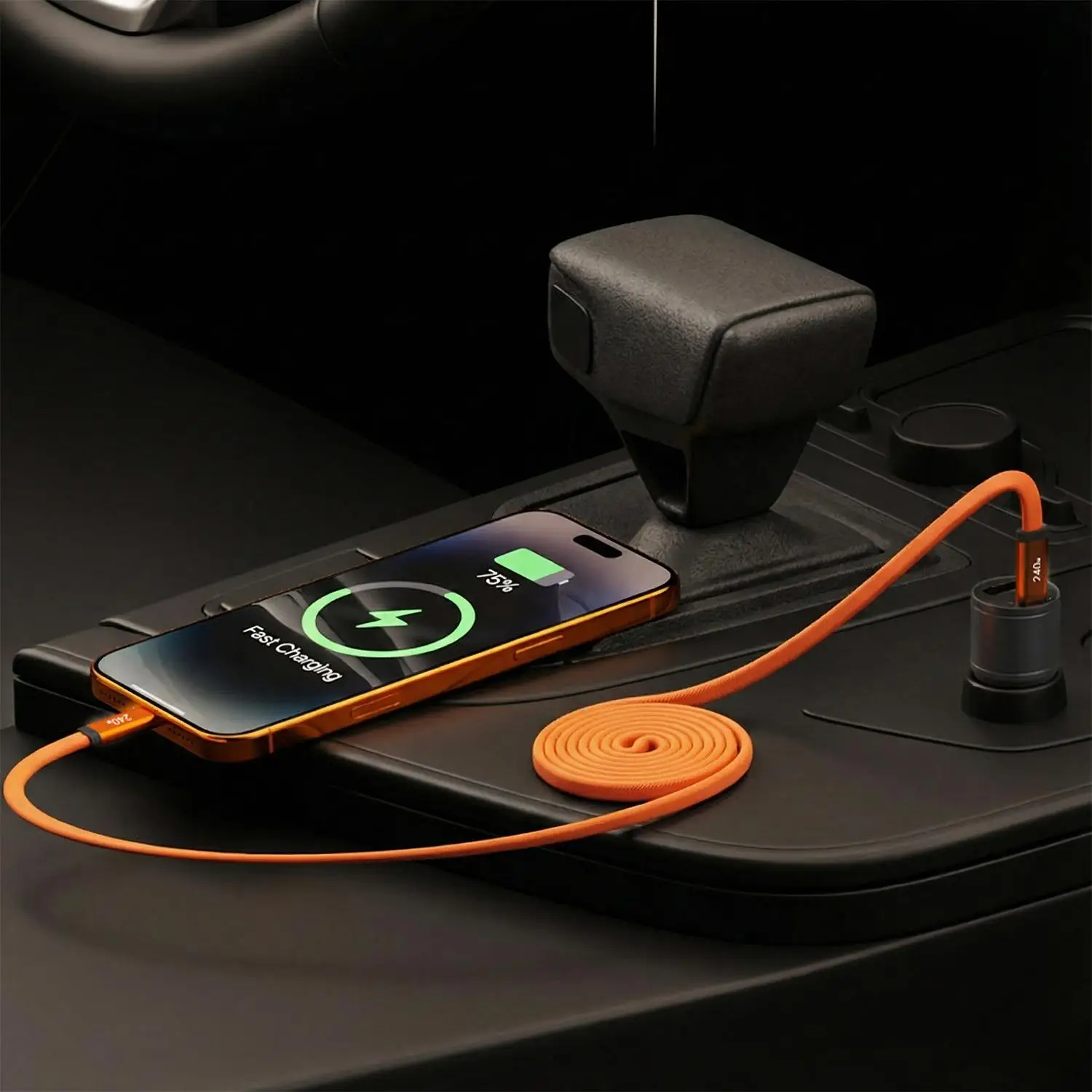 High-Speed 240W Magnetic USB-C Coiled Charging Cable - Durable Flat Nylon Cord