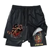 Anime Attack on Titan 2 in 1 Gym Workout Shorts for Men Quick Dry Stretchy Athletic Compression Shorts Fitness Running Jogging 5