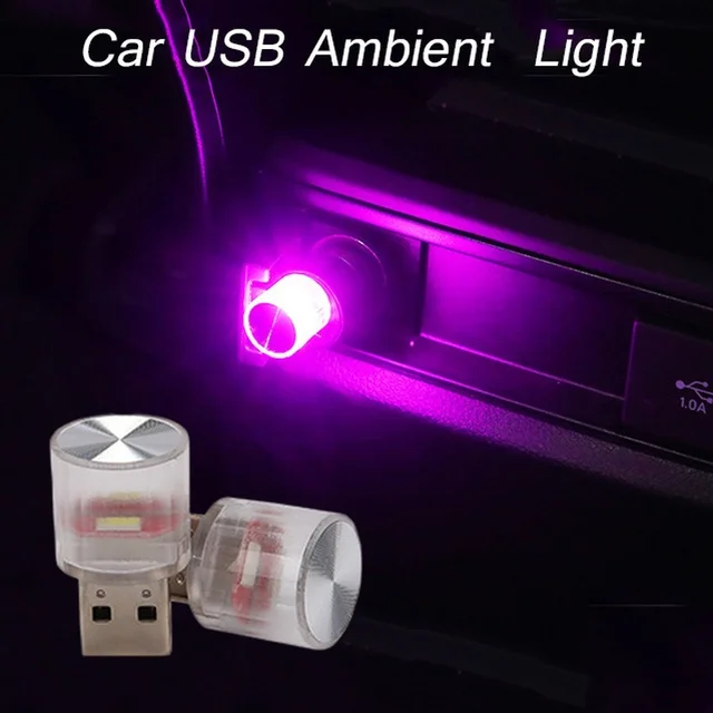 Mini USB per Auto LED lampade per atmosfera decorativa a luce ambientale per ambienti interni Auto PC Computer portatile Plug Plug Play 2