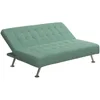 Tufted Futon, Convertible Sleeper Sofa in Teal and Chrome 5
