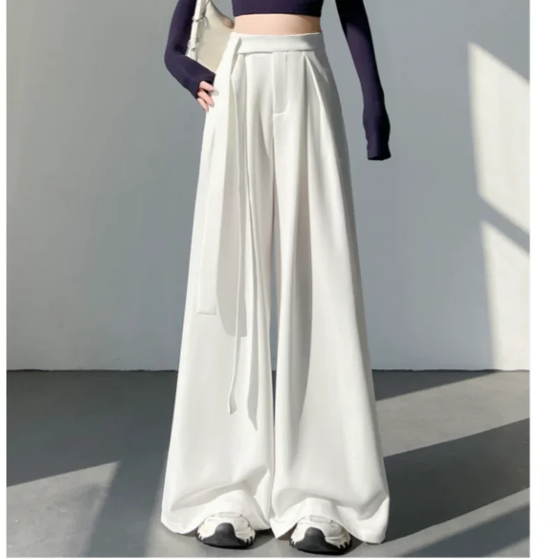 Elegant High Waist Wide Leg Pants with Sashes