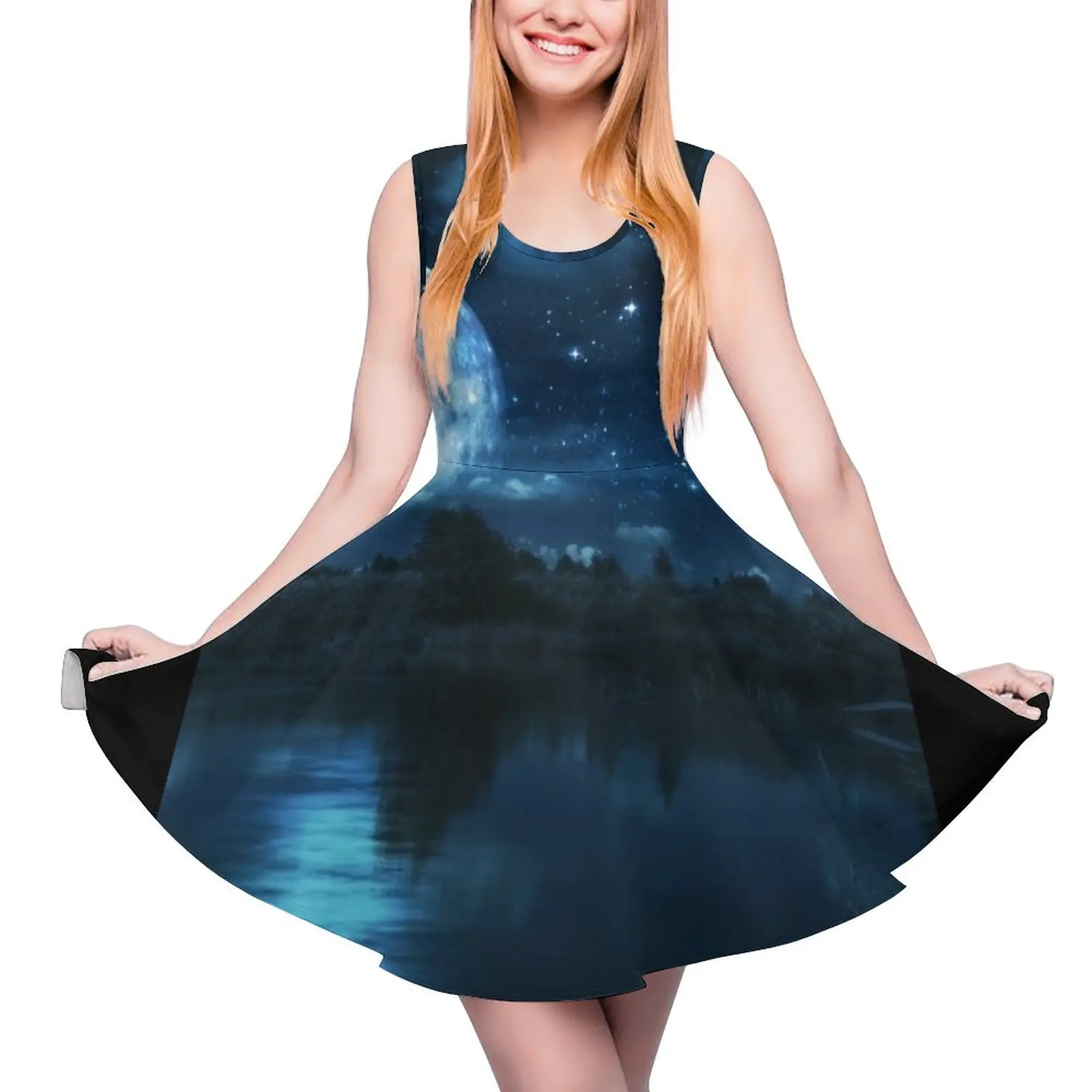 Full moon over river Sleeveless Dress luxury evening dress woman for wedding summer woman dress 2024 summer