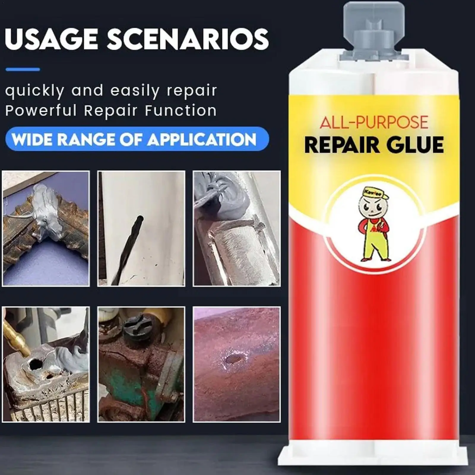 

High Temperature 95g AB Glue Metal Repair Glue Cast Steel Drying Repairing Quick Strength Adhesive Iron Transparent Waterpr C5V2