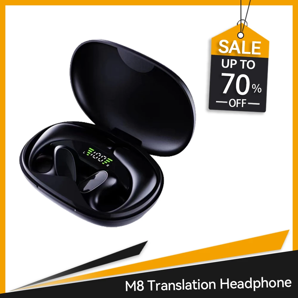 

Translator Earphones Language Translator Earbuds Two Way M8 Real Time 144 Languages with Charging Indicator for Travel for Daily