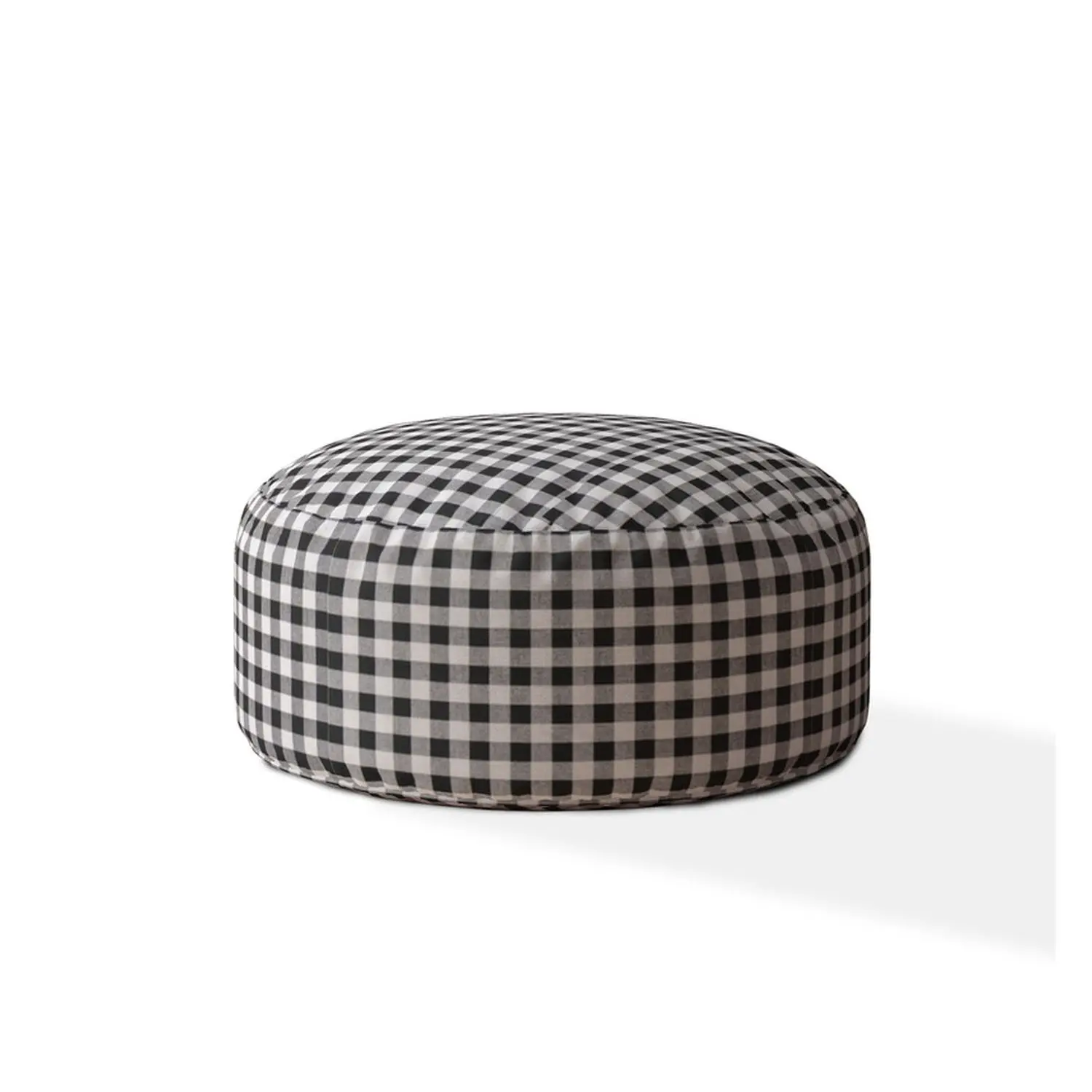 

PLAIDO Black Round Zipper Pouf - Stylish Indoor Cover Only - 20in tall x 24in dia - Comfortable and Chic Addition to Your Home