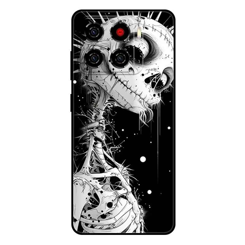 Cute Cartoon Black Soft Silicone Protective Cover for ZTE Blade A56 4G Phone