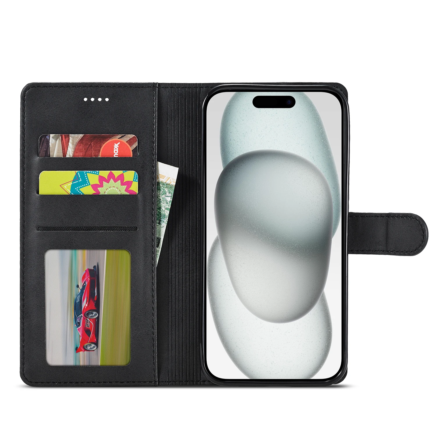 Premium Flip Leather Wallet Phone Case with Business Card Slot