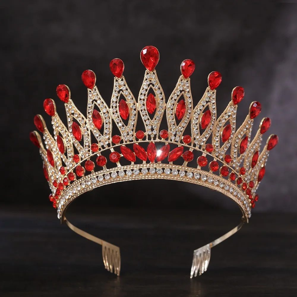 Luxury Baroque Queen Crystal Crown With Comb For Bridal Wedding_voghion.com