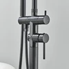 Bathtub Shower Faucet Set Floor Standing Tap Round with Brass Handshower Cold Hot Water Mixer Bathroom Bath Shower Mixers 2