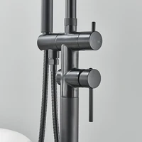 Bathtub Shower Faucet Set Floor Standing Tap Round with Brass Handshower Cold Hot Water Mixer Bathroom Bath Shower Mixers 2