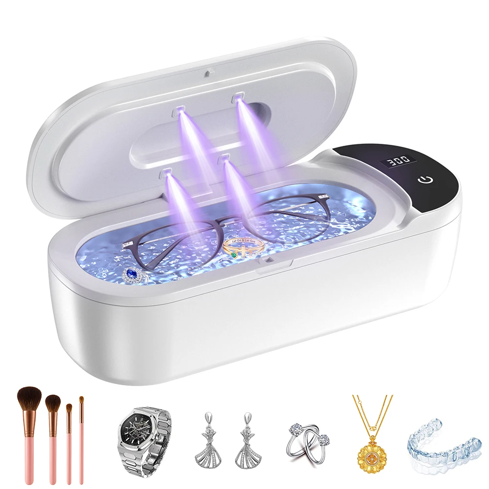 KUNPHY Ultrasonic Retainer Cleaner Machine 400ML 48kHz Dental Cleaning Pod with UV Digital Timer Dual Cleaning Modes for Glasses 2