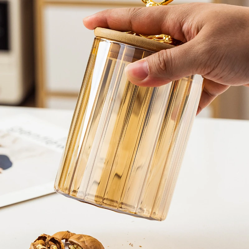 Sealed Glass Sugar Jar Nuts Coffee Beans Grain Storage Jar Glass Tea Jar Kitchen Food Storage Container Bottle Jar 4