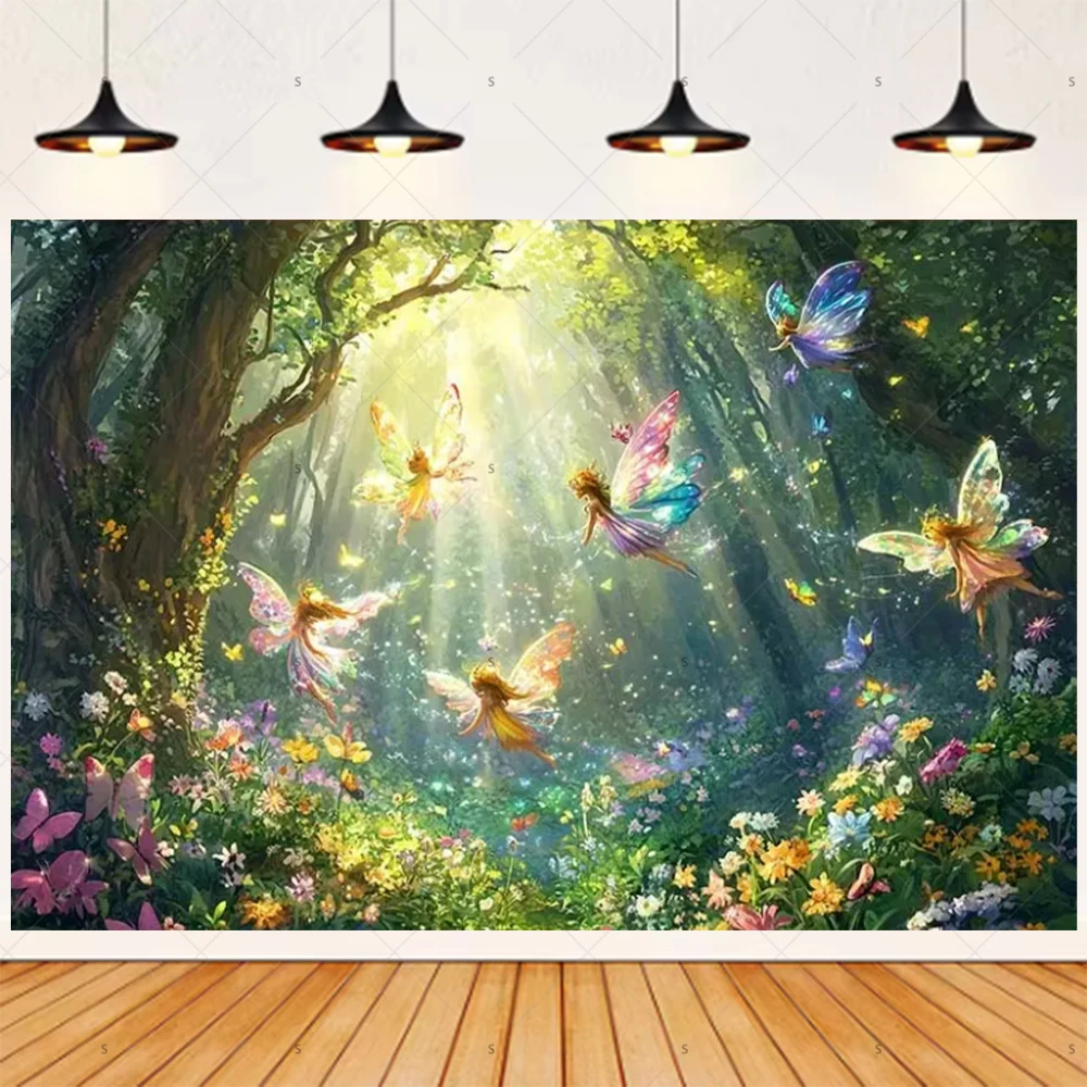 Magische Waldfee, der Hintergrundbanner sammelt, Geburtstagsparty-Dekorationen, Babyparty-Zubehör, Fotografie-Hintergrund, Kindergeschenke – Detail 22