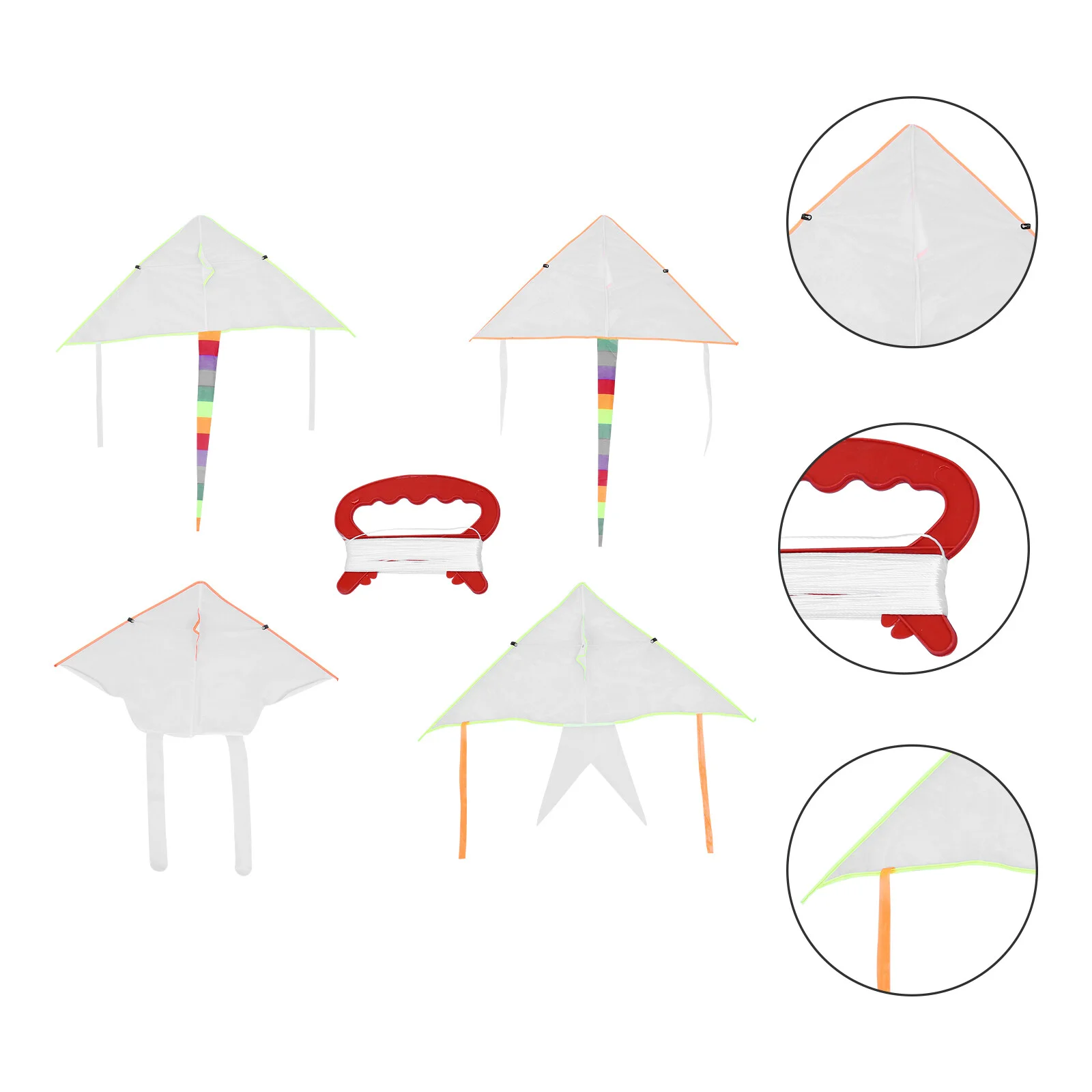 4 Sets Making Tools Kids Toys Blank Painting Kite For Outdoor White Cloth Child DIY Line 4