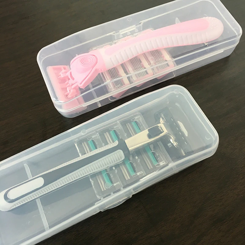 Razor Storage Box 2pcs/lot Men Universal Shaver Storage Box Handle Full Transparent Plastic Case Razor Boxs Eco-Friendly Shaving Box