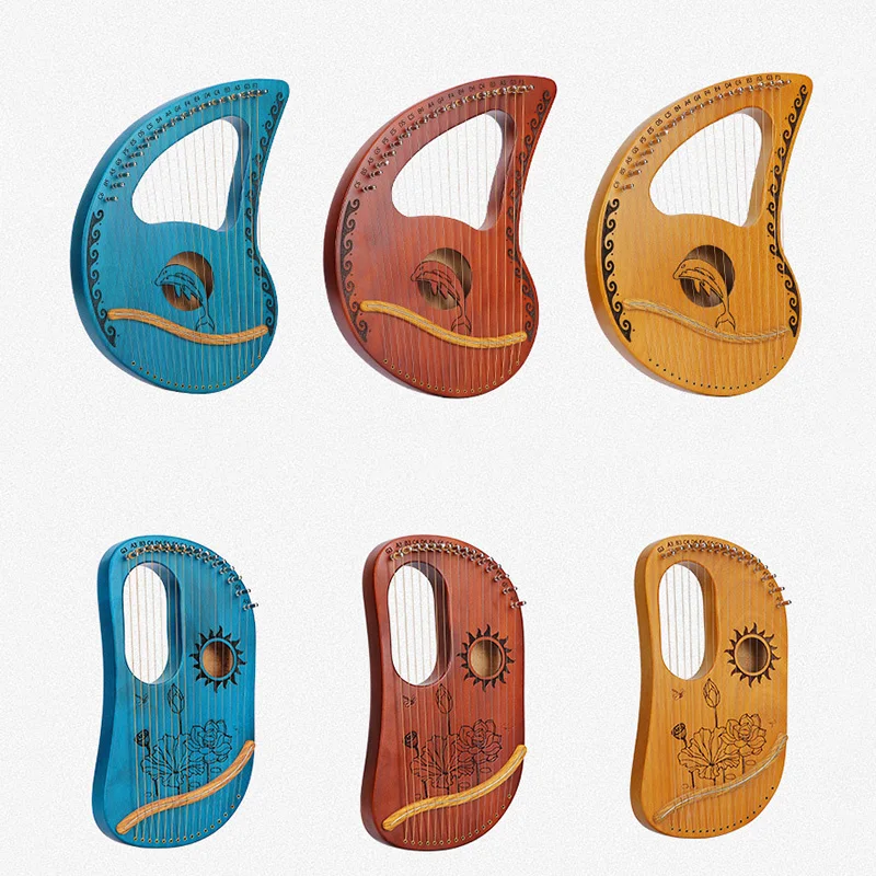 Harp 10 16 19 Strings Harp Lyre Piano 19 Strings Lyre Full Veneer Solid Wood Mahogany Musical Instrument