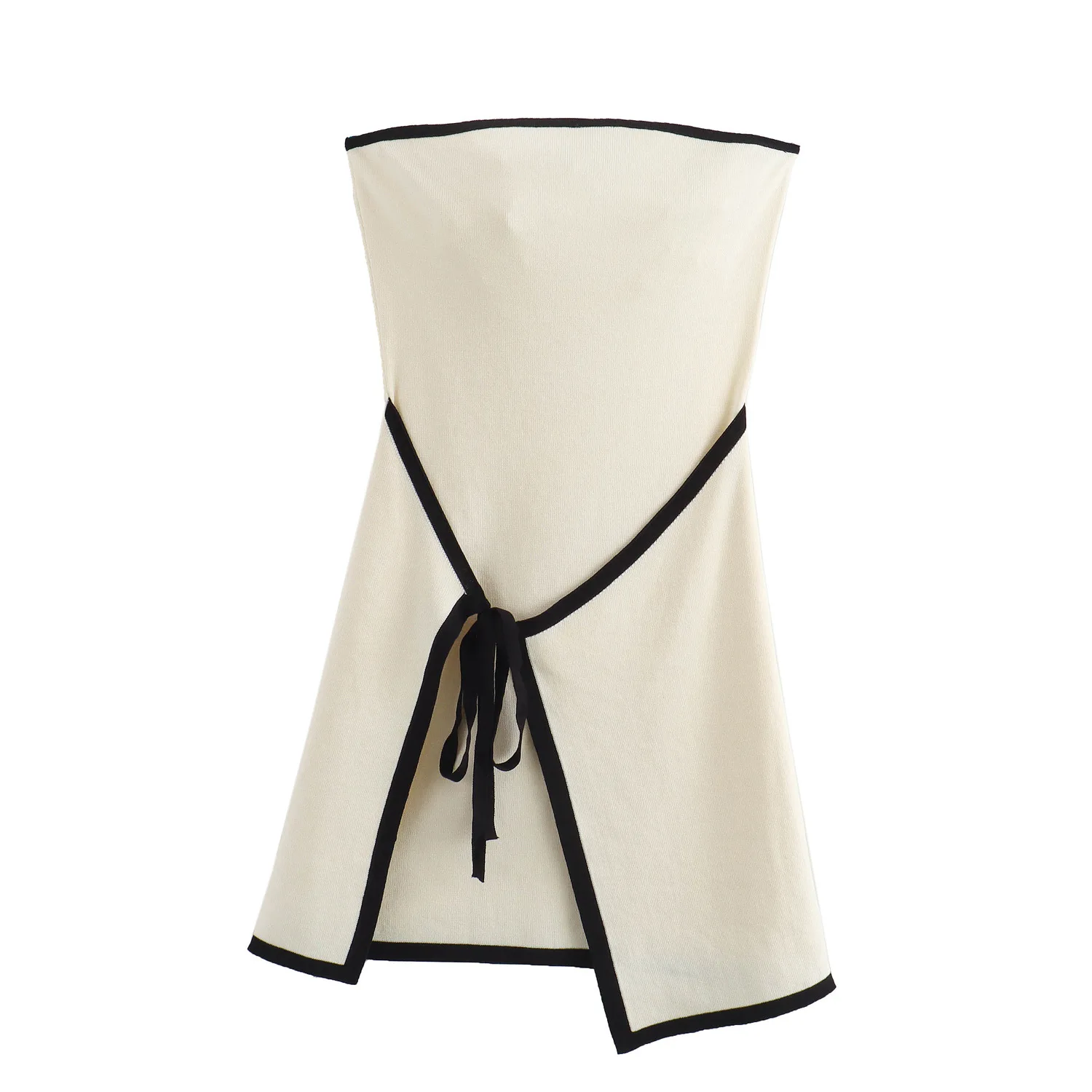 Fashion Slim Knitted Tube Top Dress Woman Contrast Color Splice Sleeveless Mini Dress Sexy Elegant Beach Holiday Dresses