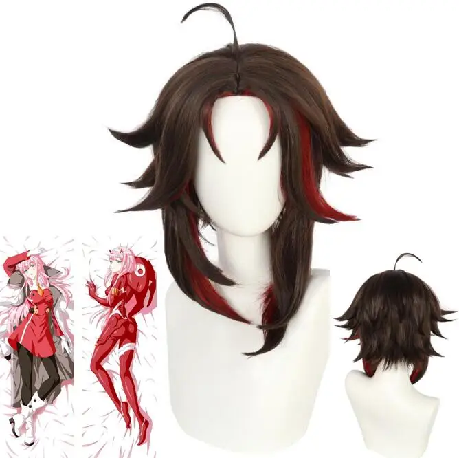 

Парик для косплея Xiao Genshin, 40 см, коричневый, красный, красный, парик для косплея из аниме, термостойкие парики для волос, Женская наволочка