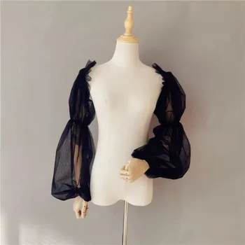 أكمام شبكية جيدة التهوية للنساء ، أكمام أنيقة ورقيقة ، أكمام فانوس ، أكمام عريسية فضفاضة ، بلون واحد ، زوج واحد 5