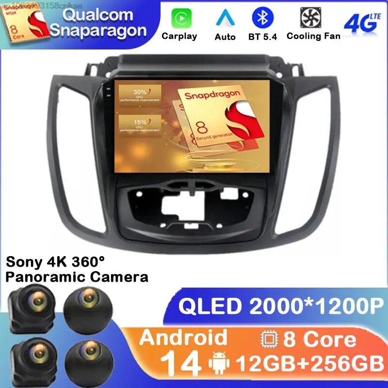 

Car Audio Radio GPS For Ford Kuga 2 Escape 3 2012 - 2019 Android Auto Touch Screen QLED Stereo Navigation Multimedia DSP No Dvd