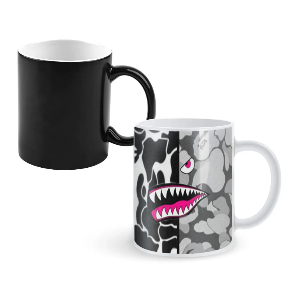 

Camouflage Camouflage Shark Pattern Thermochromic Ceramic Tea Cup Coffee Mug Children's Birthday Gift